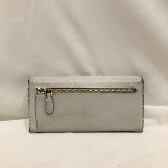 Prada White Saffiano Leather Long Wallet Sku#84118 (gently used, color loss) - Picture 2 of 15